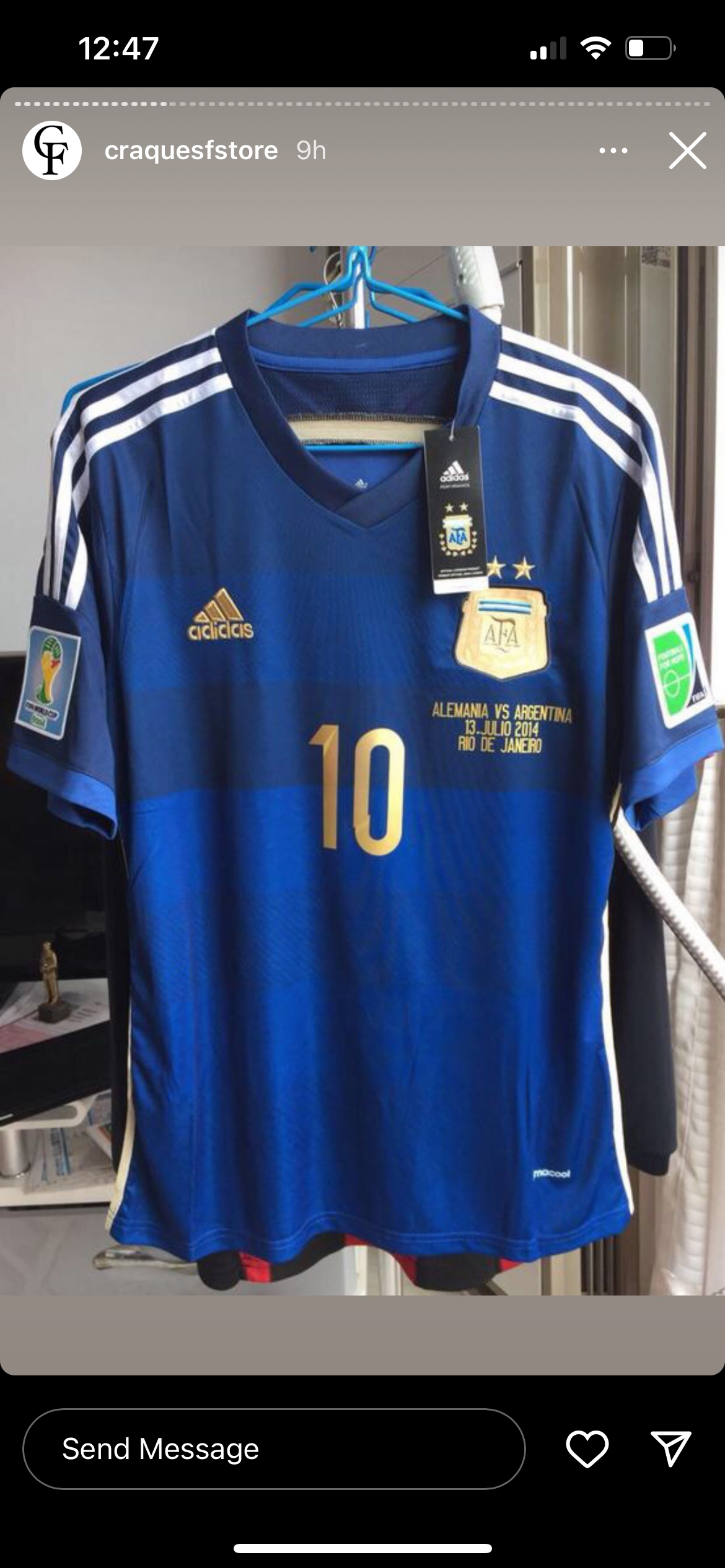 Camiseta Versión Jugador Argentina Final 2014